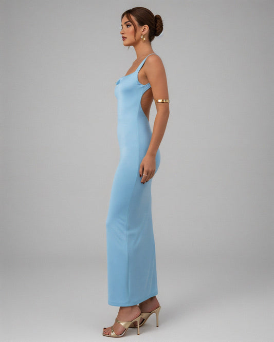 EVELLE Satin Bow-Back Maxi Dress